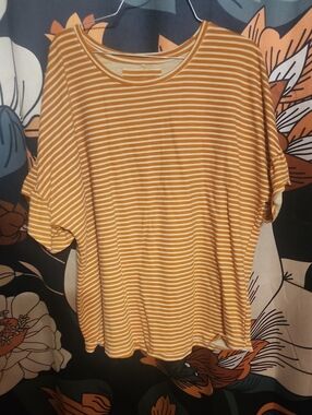 Sonoma Mustard and White Striped Short-Sleeve Tee